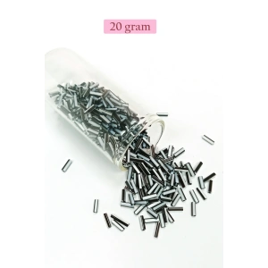 Uzun Boru Kesme Boncuk Çap 2mm Uzunluk 10 mm - 20 Gram - Siyah Beyaz - BNC251
