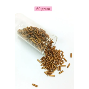 Uzun Boru Kesme Boncuk Çap 2mm Uzunluk 10 mm - 60 Gram - Gold - BNC287