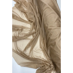 Yağmur Damlası Simli Abiye Elbise Şallık Tül Kumaş Açık Gold 28-A