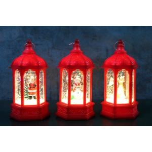 Yılbaşı Temalı Işıklı Kar Küresi Kırmızı Tasarım