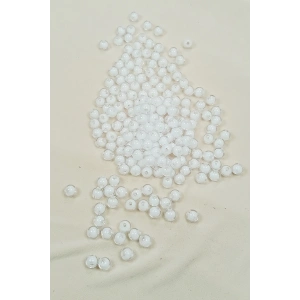Yuvarlak Boncuk İçten Boncuklu Bileklik Çanta Boncuğu 8 mm 50 gr Beyaz - BNC470