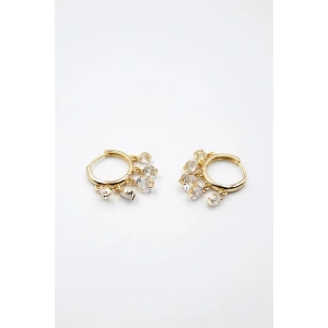 Yuvarlak Taşlı Shakira Küpe - Altın