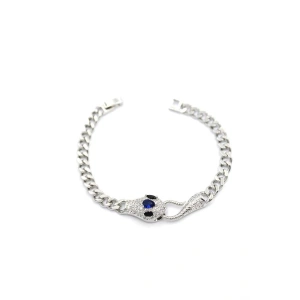 Zirkon Taşlı Yılan Bileklik - Gümüş