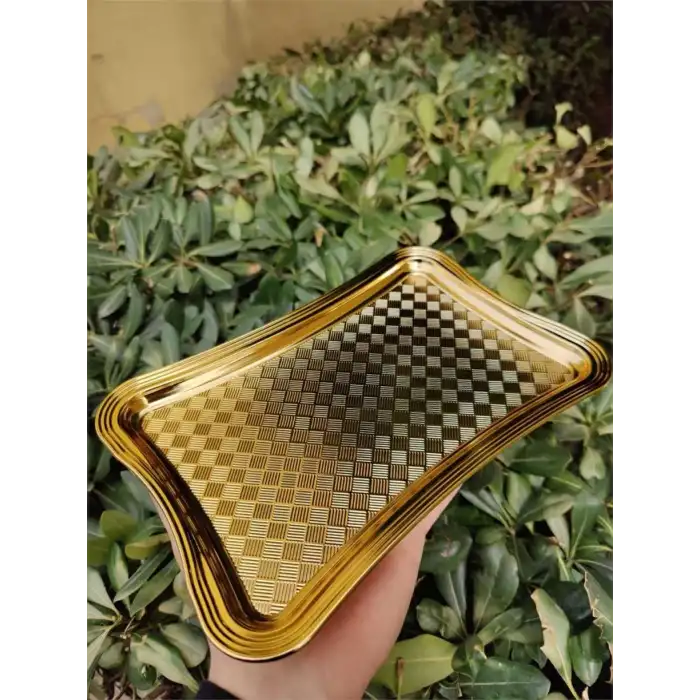 AROW 6 LI SUNUM TEPSİSİ KARE DESEN GOLD 25X17 CM DR-3642