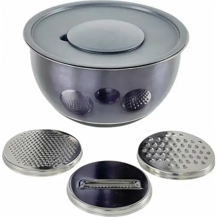 AROW DARIA PASLANMAZ ÇELİK RENDELİ KAPAKLI KARIŞTIRMA KABI 26 CM GRİ DC1.TR-2456