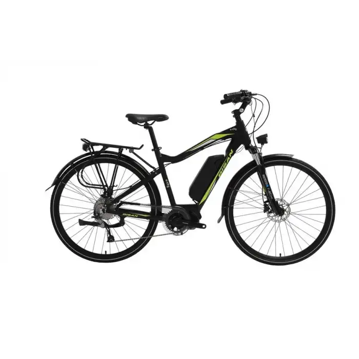 BİSAN E-CITY ELEKTRİKLİ ERKEK ŞEHİR BİSİKLETİ 48CM HD 28 JANT 9 VİTES SİYAH YEŞİL
