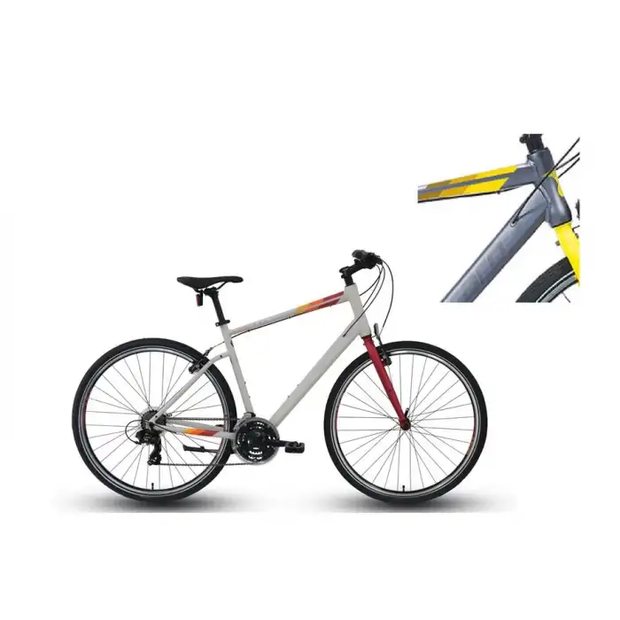 CARRARO SPORTIVE 321 ERKEK ŞEHİR BİSİKLETİ 520H V 28 JANT 21 VİTES MAT ANTRASİT SARI KOYU SARI