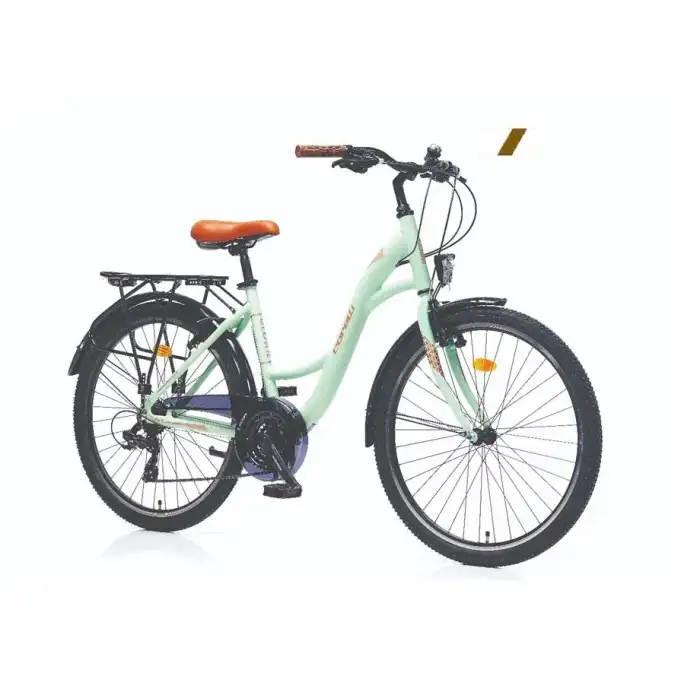 CORELLİ GLOWIE KADIN ŞEHİR BİSİKLETİ 410H V 24 JANT 21 VİTES BEYAZ KAHVE