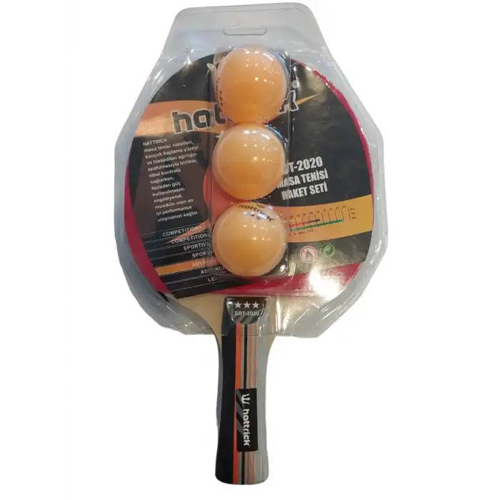 HATTRICK SDT2020 MASA TENİSİ RAKET SET 1 RAKET 3 TOP 3 YILDIZ AMBALAJLI