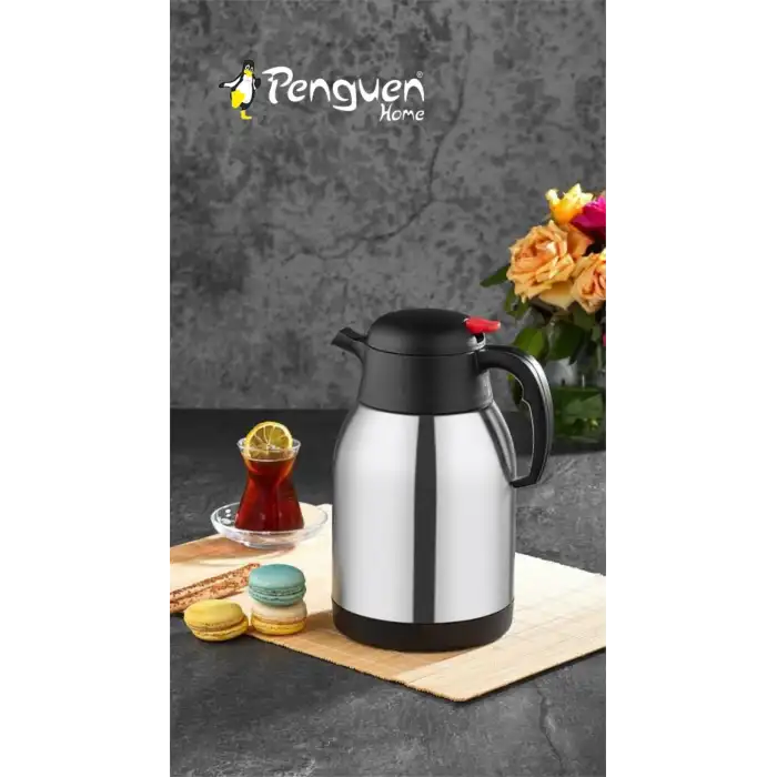 PENGUEN 1200A ÇELİK TERMOS ÇİFT KATLI 2 LT GRİ