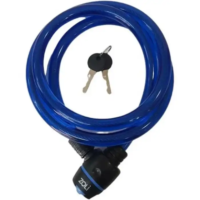 ZOLİ BİSİKLET KİLİT HALAT 15X1000 84118 ANAHTARLI MAVİ KLT-105-1