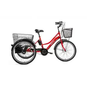 BİSAN e-PORTER ÜÇ TEKERLİ ELEKTRİKLİ BİSİKLET 44CM V 24 JANT 3 VİTES BAYRAK KIRMIZI BEYAZ