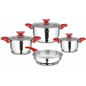 VIVALDI RANA ÇELİK TENCERE SETİ 8 PARÇA KIRMIZI G364