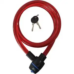 ZOLİ BİSİKLET KİLİT HALAT 15X1000 84118 ANAHTARLI KIRMIZI KLT-105-2