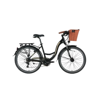 BİSAN SANDY-23 SEPETLİ BAYAN ŞEHİR BİSİKLETİ 43CM V 26 JANT 21 VİTES MAT SİYAH GOLD