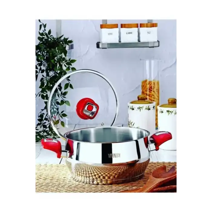 VIVALDI TOMBO ÇELİK TENCERE DERİN KIRMIZI KUPLU 20X10 3.2 LT G767