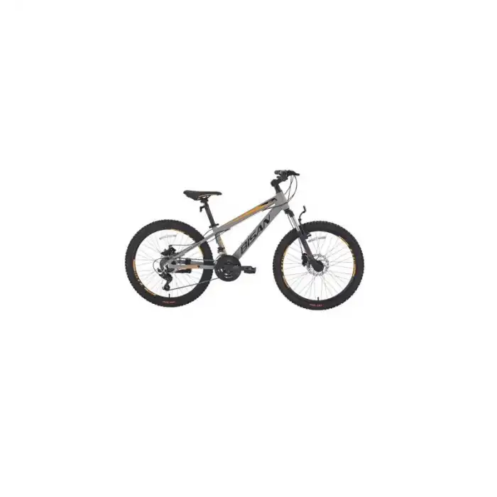 BİSAN COOPER ERKEK DAĞ BİSİKLETİ 30 CM HD 24 JANT 21 VİTES AÇIK GRİ SİYAH TURUNCU