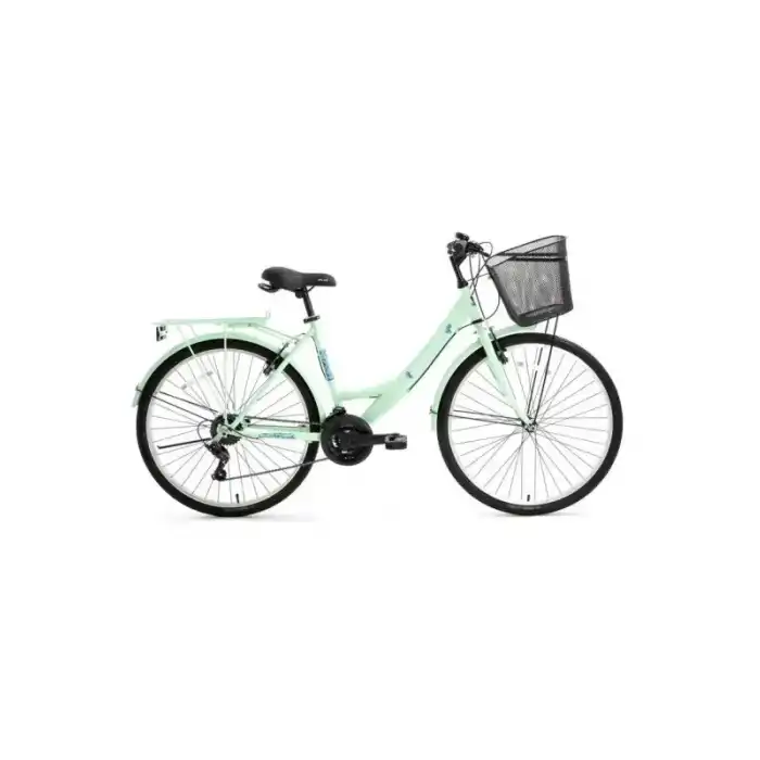BİSAN LOTUS KADIN ŞEHİR BİSİKLETİ 34CM V 24 JANT 21 VİTES MİNT YEŞİL BEYAZ