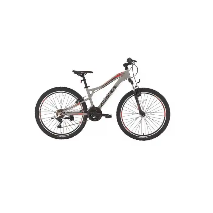 BİSAN BUFFALO ERKEK DAĞ BİSİKLETİ 37CM V 27.5 JANT 21 VİTES METALİK GRİ SİYAH KIRMIZI