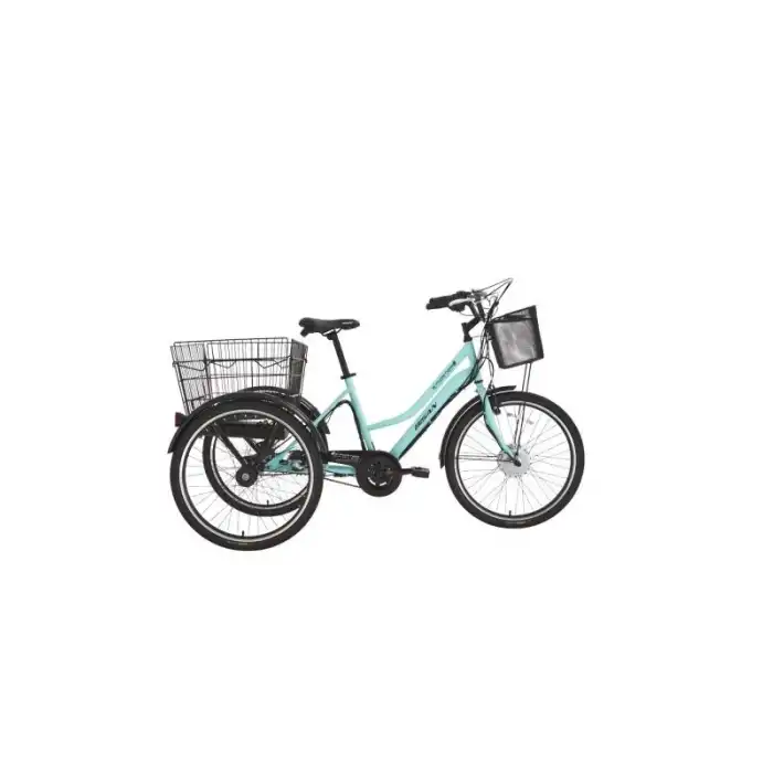 BİSAN E-PORTER L ÜÇ TEKERLİ ELEKTRİKLİ BİSİKLET 44CM V 24 JANT NEX.3 VİTES TURKUAZ SİYAH