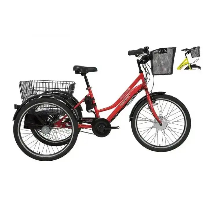 BİSAN E-PORTER ÜÇ TEKERLİ ELEKTRİKLİ BİSİKLET 44CM V 24 JANT 3 VİTES SARI BEYAZ