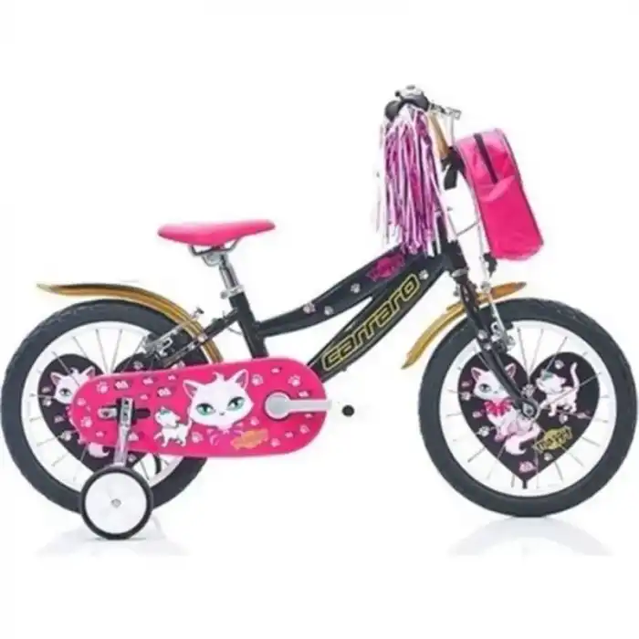 CARRARO MOGGY KIZ ÇOCUK BİSİKLETİ 220H V 16 JANT SİYAH ALTIN PEMBE
