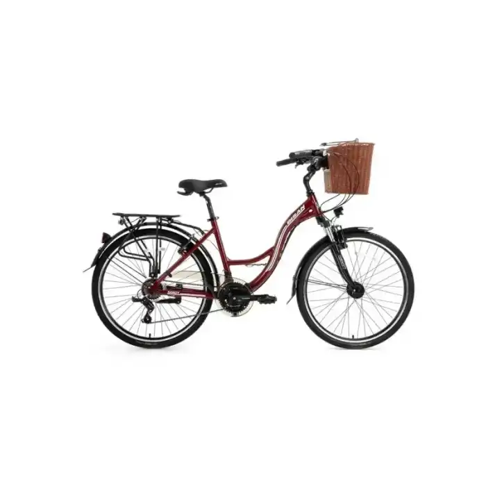 BİSAN SANDY SEPETLİ KADIN ŞEHİR BİSİKLETİ 43CM V 26 JANT 21 VİTES BORDO BEYAZ