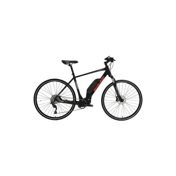 BİSAN E-TREKKING ELEKTRİKLİ ERKEK ŞEHİR BİSİKLETİ 53CM HD 28 JANT 10 VİTES MAT SİYAH KIRMIZI