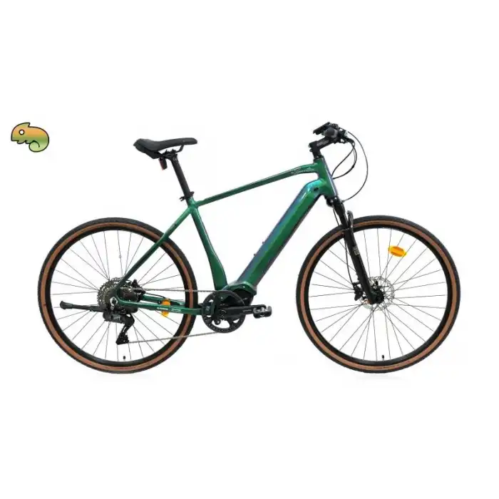 CARRARO E-SPORTIVE X PRO ERKEK ŞEHİR BİSİKLETİ 520H HD 28 JANT 10 VİTES DI2 MET.YEŞİL TURUNCU GÜMÜŞ