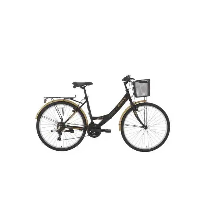BİSAN LOTUS KADIN ŞEHİR BİSİKLETİ 34CM V 24 JANT 21 VİTES MAT SİYAH GOLD