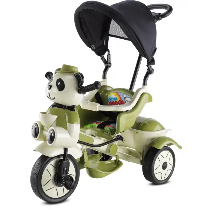 BABYHOPE 127 LITTLE PANDA ÜÇ TEKER KONTROLLÜ BEBEK BİSİKLETİ YEŞİL BEJ