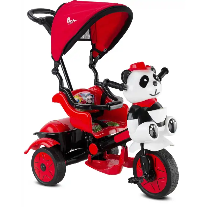 BABYHOPE 127 LITTLE PANDA ÜÇ TEKER KONTROLLÜ BEBEK BİSİKLETİ KIRMIZI SİYAH