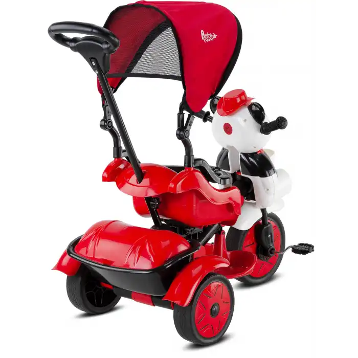 BABYHOPE 127 LITTLE PANDA ÜÇ TEKER KONTROLLÜ BEBEK BİSİKLETİ KIRMIZI SİYAH