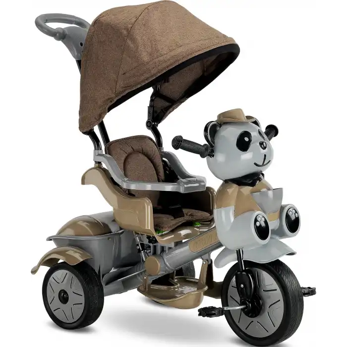 BABYHOPE 127 LITTLE PANDA LÜKS ÜÇ TEKER KONTROLLÜ BEBEK BİSİKLETİ KAHVE
