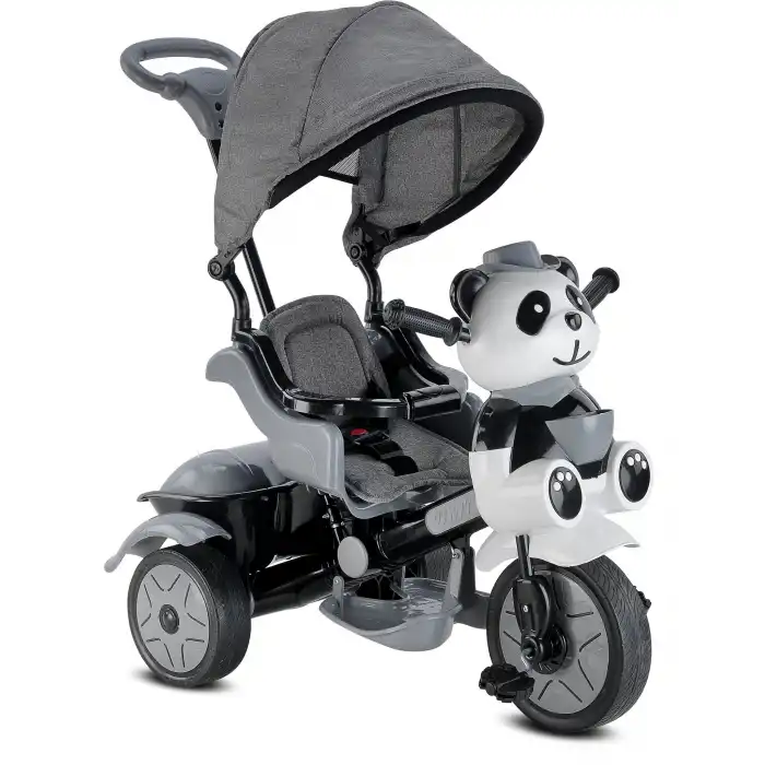 BABYHOPE 127 LITTLE PANDA LÜKS ÜÇ TEKER KONTROLLÜ BEBEK BİSİKLETİ GRİ
