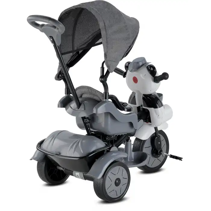 BABYHOPE 127 LITTLE PANDA LÜKS ÜÇ TEKER KONTROLLÜ BEBEK BİSİKLETİ GRİ