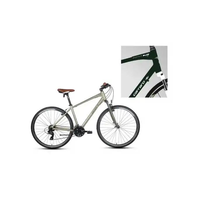 CARRARO SPORTIVE 220 ERKEK ŞEHİR BİSİKLETİ 457H V 28 JANT 21 VİTES MAT KOYU YEŞİL-BEYAZ-YEŞİL