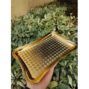 AROW 6 LI SUNUM TEPSİSİ KARE DESEN GOLD 25X17 CM DR-3642