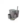OKYANUS HOME 5 Lİ BANYO SETİ ÇİZGİLİ YUVARLAK KROM KAHVE OKY-478-1