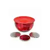 AROW DARIA PASLANMAZ ÇELİK RENDELİ KAPAKLI KARIŞTIRMA KABI 26 CM KIRMIZI DC1.TR-2456