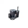 OKYANUS HOME 5 Lİ BANYO SETİ ÇİZGİLİ YUVARLAK KROM FÜME OKY-478-1