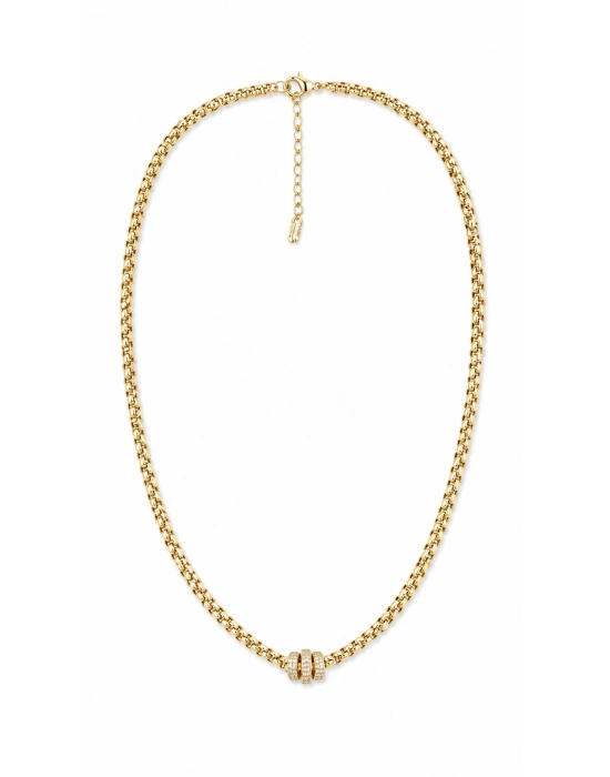3 Silindir Doç Zincir Gold Kadın Kolye (44cm- uzatma dahil 50 cm )