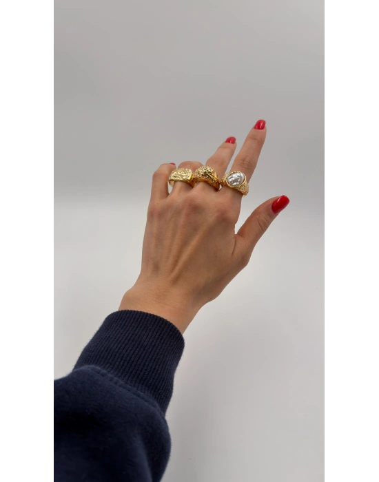 3’lü Set Yüzük İnci Detay