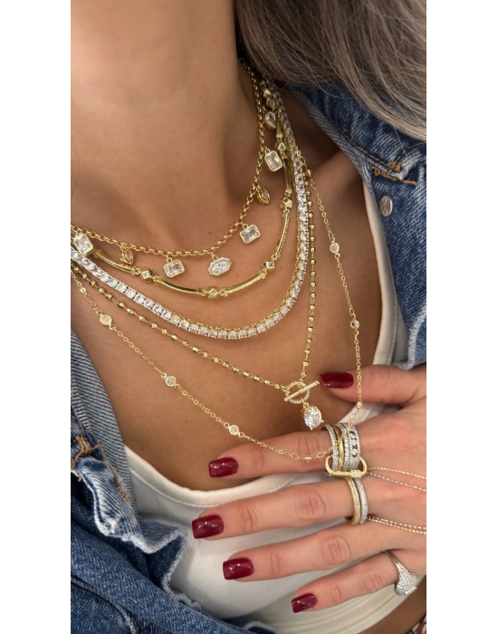 3mm Gold Dönmeyen Su Yolu Kolye (45cm)