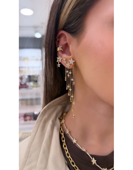 Zincir Sallantı Yıldız Küpe