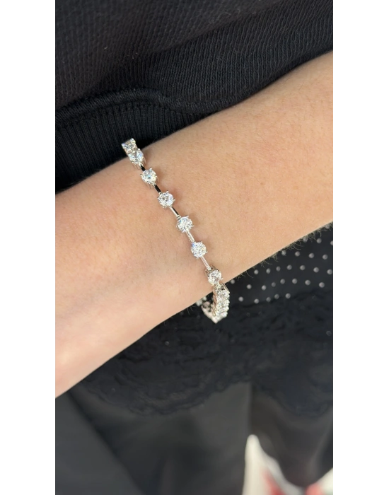 Aralıklı Gümüş Renk Su Yolu Bileklik(19cm-uzatma kısmı ile birlikte)