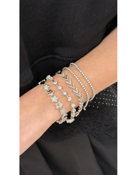 Sıralı Yıldız Figürlü Bileklik(20cm-Uzatma kısmı ile birlikte)