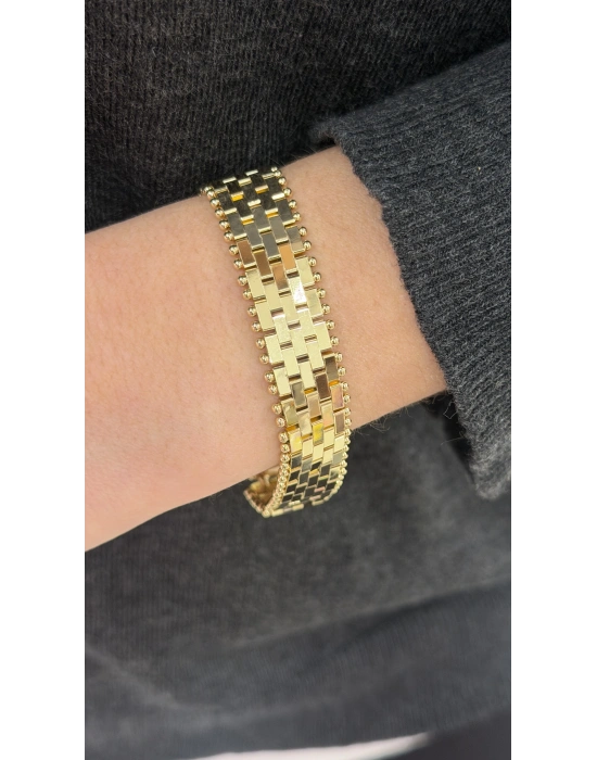 Kalın Puzzle Kuyumcu Model Bileklik (18 cm - kapama kısmı ile birlikte)