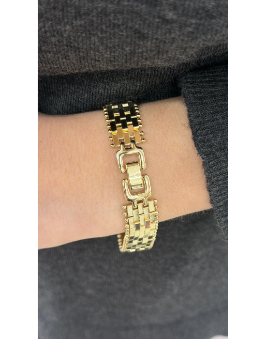 Kalın Puzzle Kuyumcu Model Bileklik (18 cm - kapama kısmı ile birlikte)