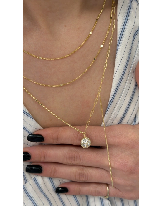 Sallantı Zincir Detay Top Figürlü 3’lü Kolye(40-44-50cm)